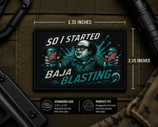 Baja Blasting Patch with dimensions and backing feature information.