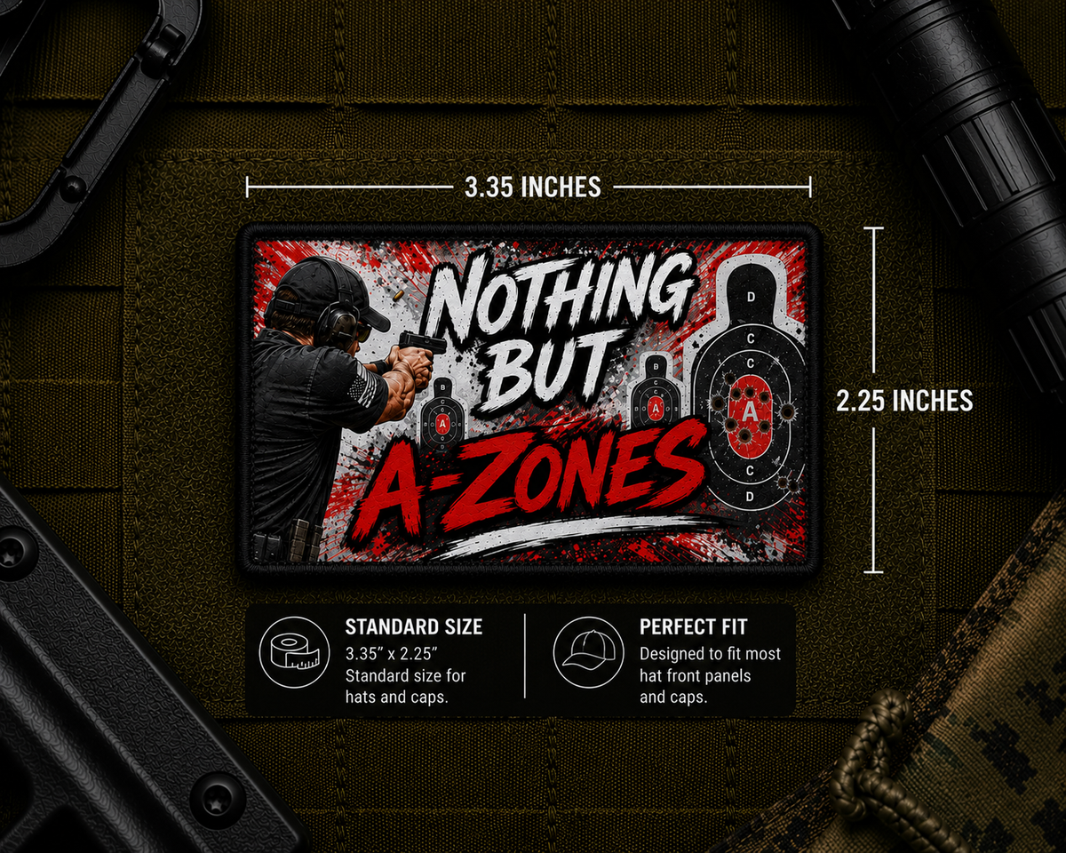 Nothing But A-Zones Patch with dimensions and backing feature information.