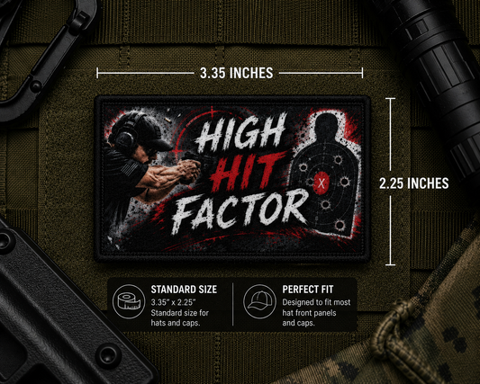 High Hit Factor Patch with dimensions and backing feature information.