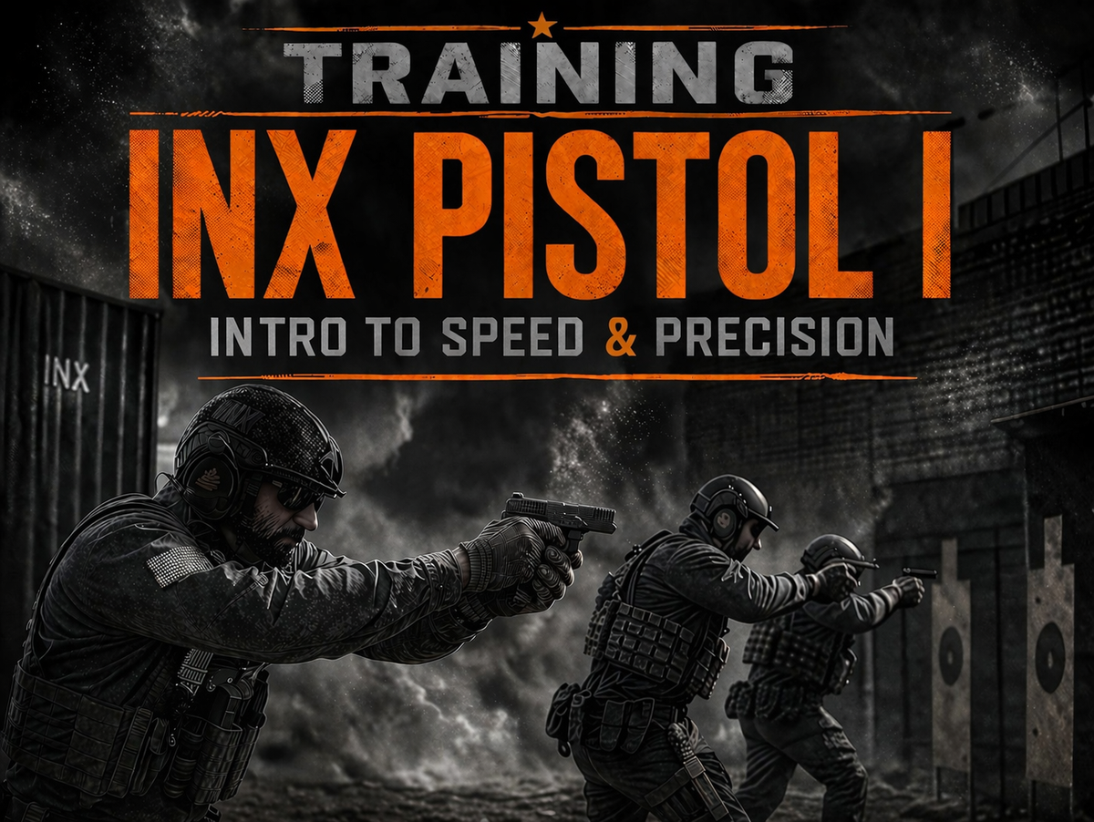 INX Pistol I course graphic with training topic.