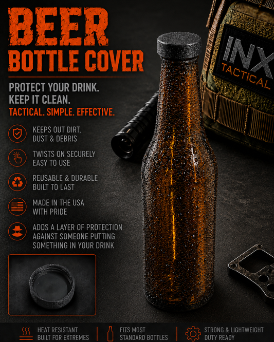 Beer Bottle Cover (2 Pack) product graphic showing the item and its features.