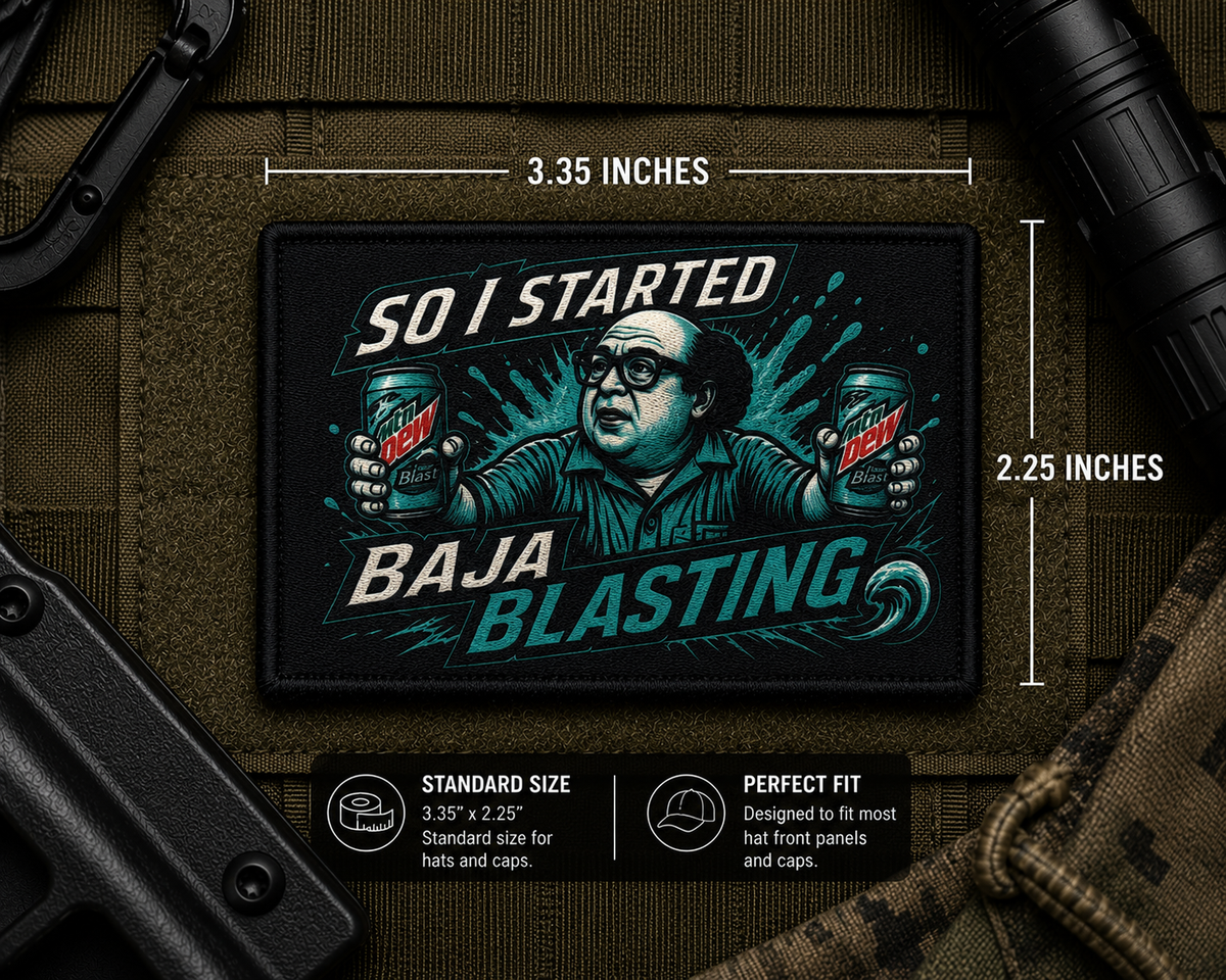 Baja Blasting Patch with dimensions and backing feature information.