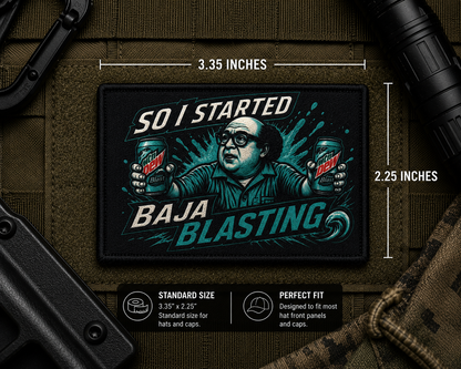 Baja Blasting Patch with dimensions and backing feature information.
