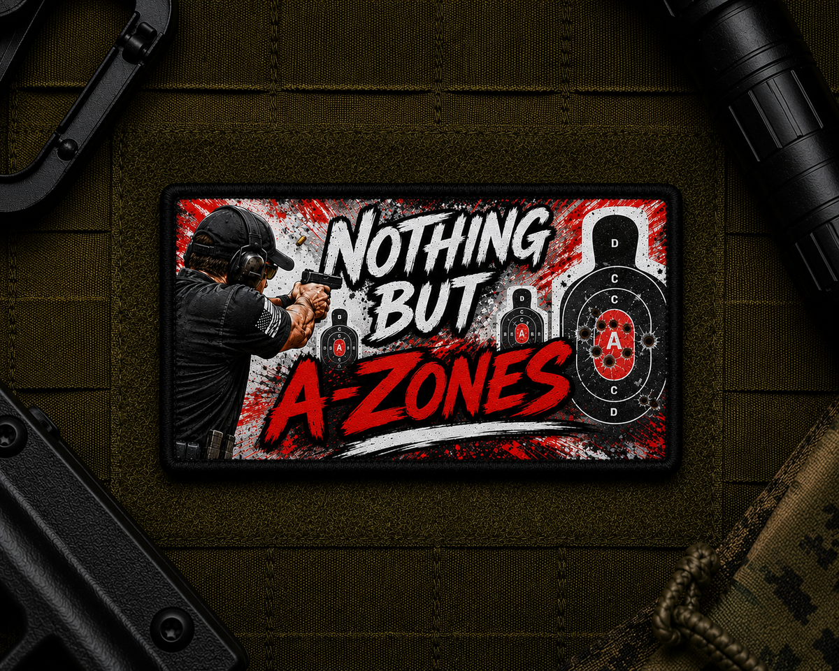 Nothing But A-Zones Patch design with a black border on tactical gear.