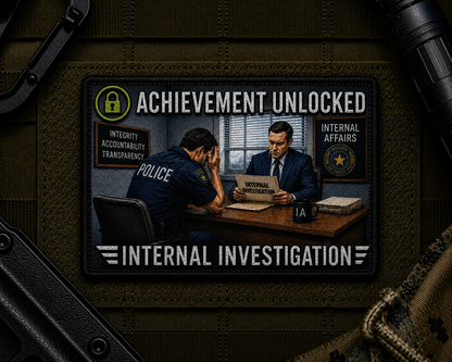 Internal Investigation Achievement Patch design with a black border on tactical gear.