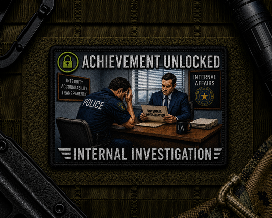 Internal Investigation Achievement Patch design with a black border on tactical gear.