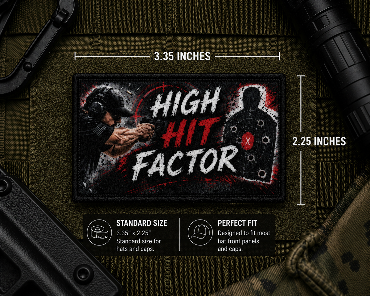 High Hit Factor Patch with dimensions and backing feature information.