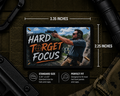 Hard Target Focus Patch with dimensions and backing feature information.