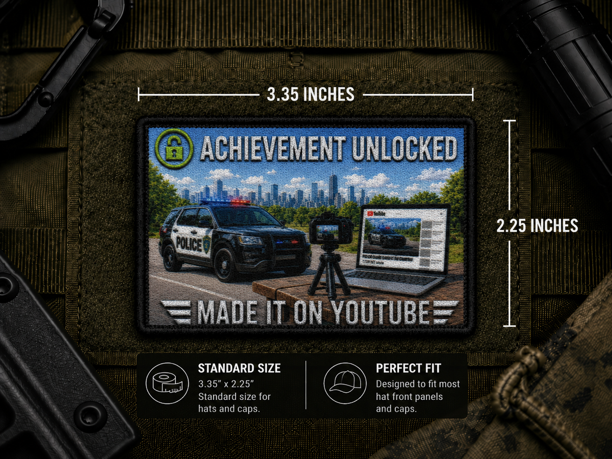 Made It On Youtube Achievement Patch with dimensions and backing feature information.