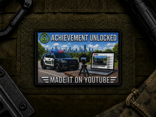 Made It On Youtube Achievement Patch design with a black border on tactical gear.