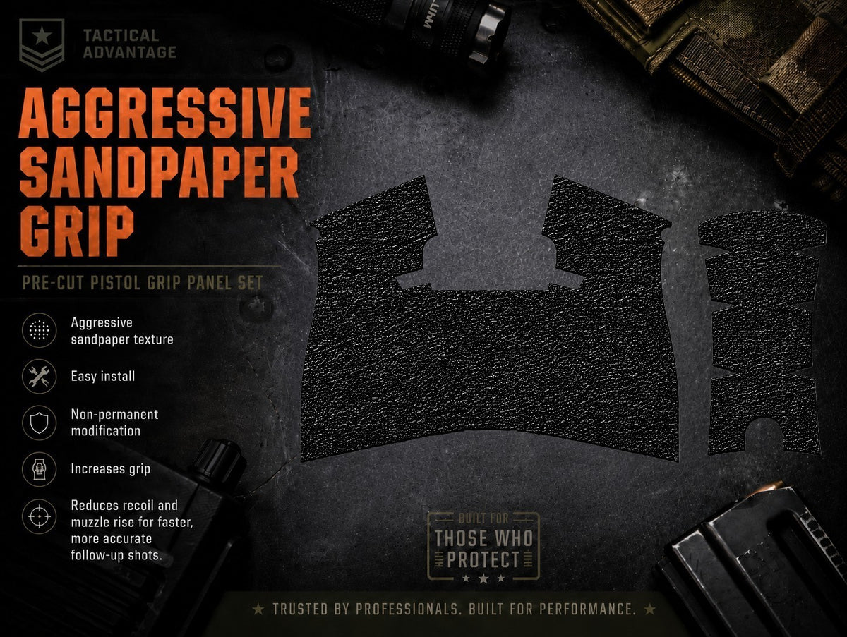 Walther - Grit Lock Grips adhesive grip panels and texture information.