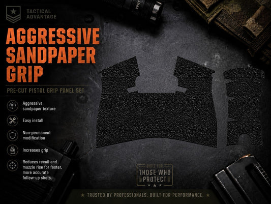 Walther - Grit Lock Grips adhesive grip panels and texture information.