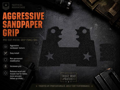Staccato - Grit Lock Grips adhesive grip panels and texture information.
