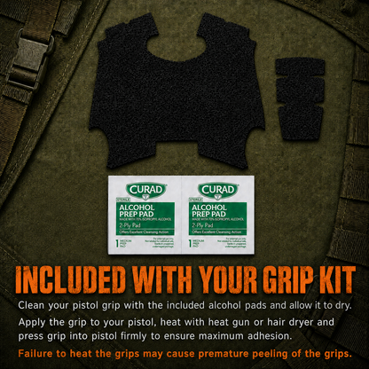 Grit Lock Grip kit with adhesive grip panels, installation information and alcohol prep pads.