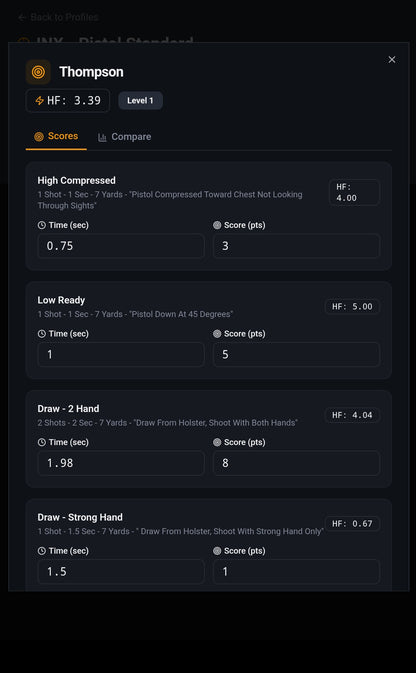 Performance Tracker session setup screen.