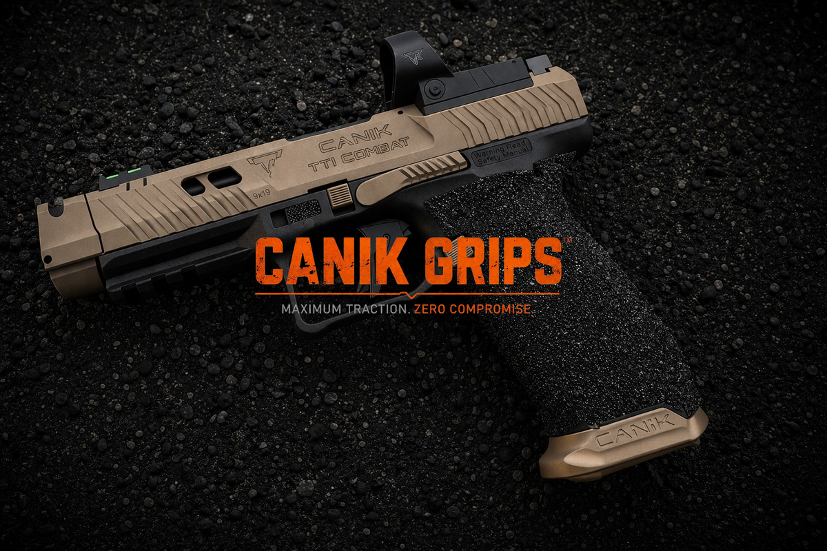 Canik - Grit Lock Grips shown on a compatible pistol.
