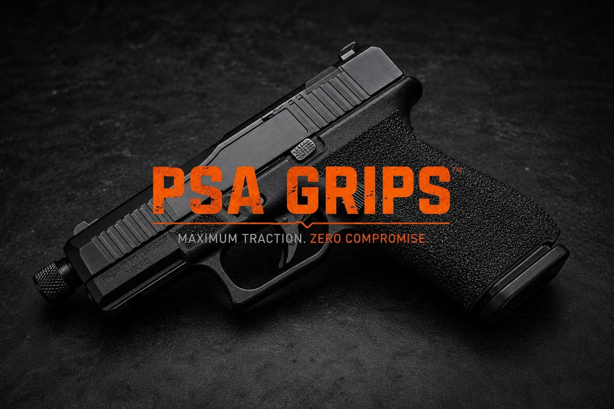 Palmetto State Armory - Grit Lock Grips shown on a compatible pistol.