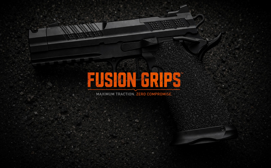 Fusion Firearms - Grit Lock Grips shown on a compatible pistol.