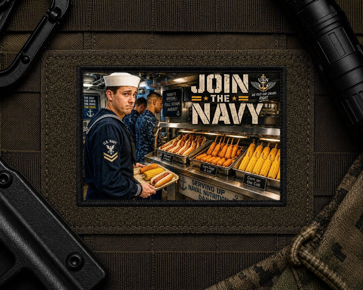 Navy Chow Patch design with a black border on tactical gear.