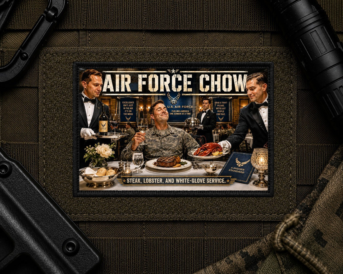 Air Force Chow Patch design with a black border on tactical gear.