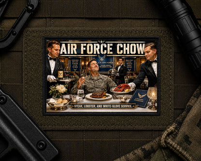 Air Force Chow Patch design with a black border on tactical gear.