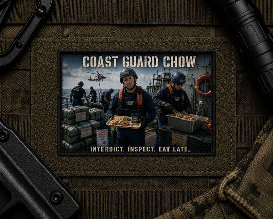 Coast Guard Chow Patch design with a black border on tactical gear.