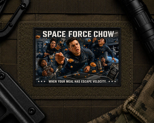 Space Force Chow Patch design with a black border on tactical gear.