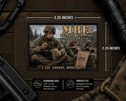 Army Chow Patch with dimensions and backing feature information.