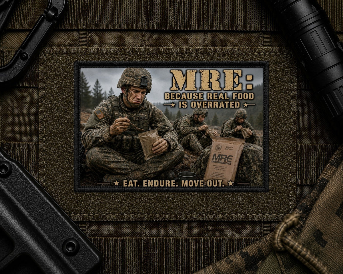 Army Chow Patch design with a black border on tactical gear.
