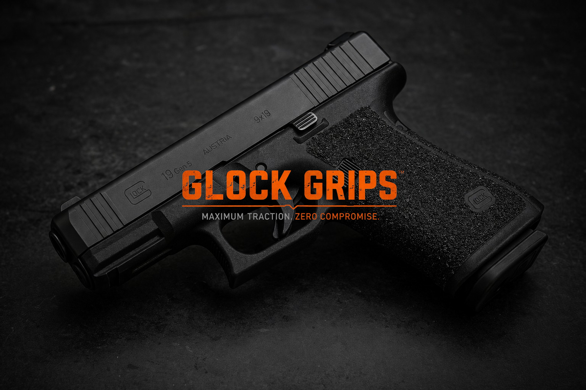 Glock - Grit Lock Grips shown on a compatible pistol.