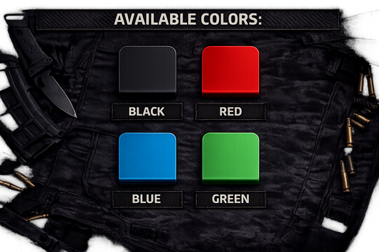 Available aluminum hat clip colors: black, red, blue and green.