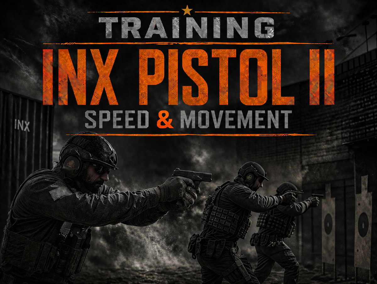 INX Pistol II course graphic with training topic.