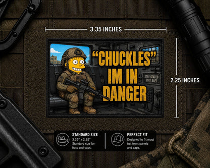 Im In Danger Patch with dimensions and backing feature information.