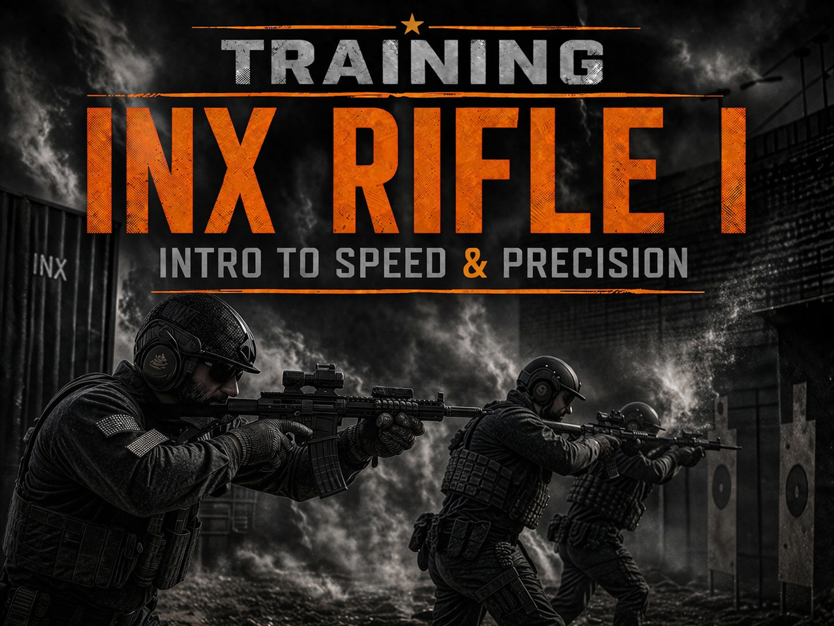 INX Rifle I course graphic with training topic.