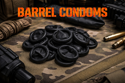 Barrel Condoms - 20 Pack product graphic showing the item and its features.
