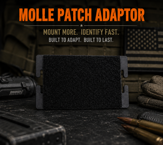 MOLLE Patch Adaptor product graphic showing the item and its features.